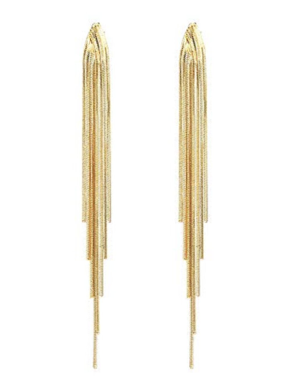 Gold Long Dangle Drop Earrings for Woman,Punk Sleek Metal Chain Tassel‎ Earrings